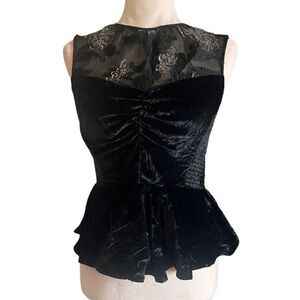 Rebecca Taylor peplum blouse velvet zip back size 2 EUC